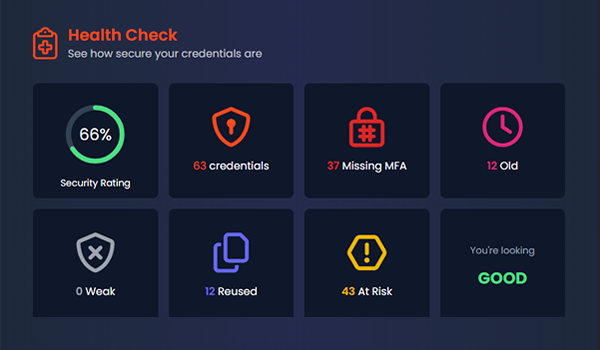 Spot weak, reused, or stale passwords and missing MFA, providing clear next steps to fix risks fast.