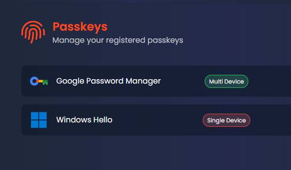 Multiple passkeys mean you are never locked out and support for roaming keys means you can always sign in on the move Multiple passkeys mean you are never locked out and support for roaming keys means you can always sign in on the move